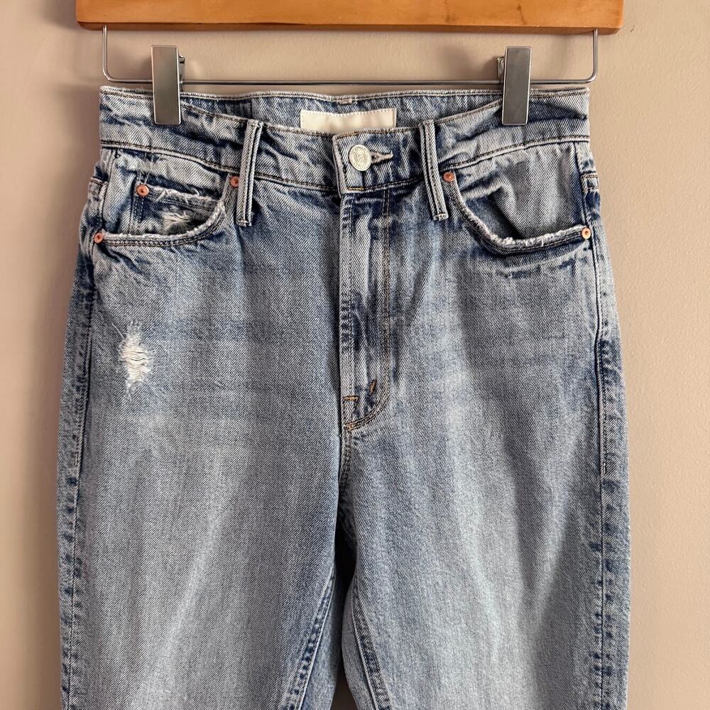 MOTHER Superior The Dazzler Ankle Denim Jeans Distressed Size 24 Light Wash - Picture 2 of 8